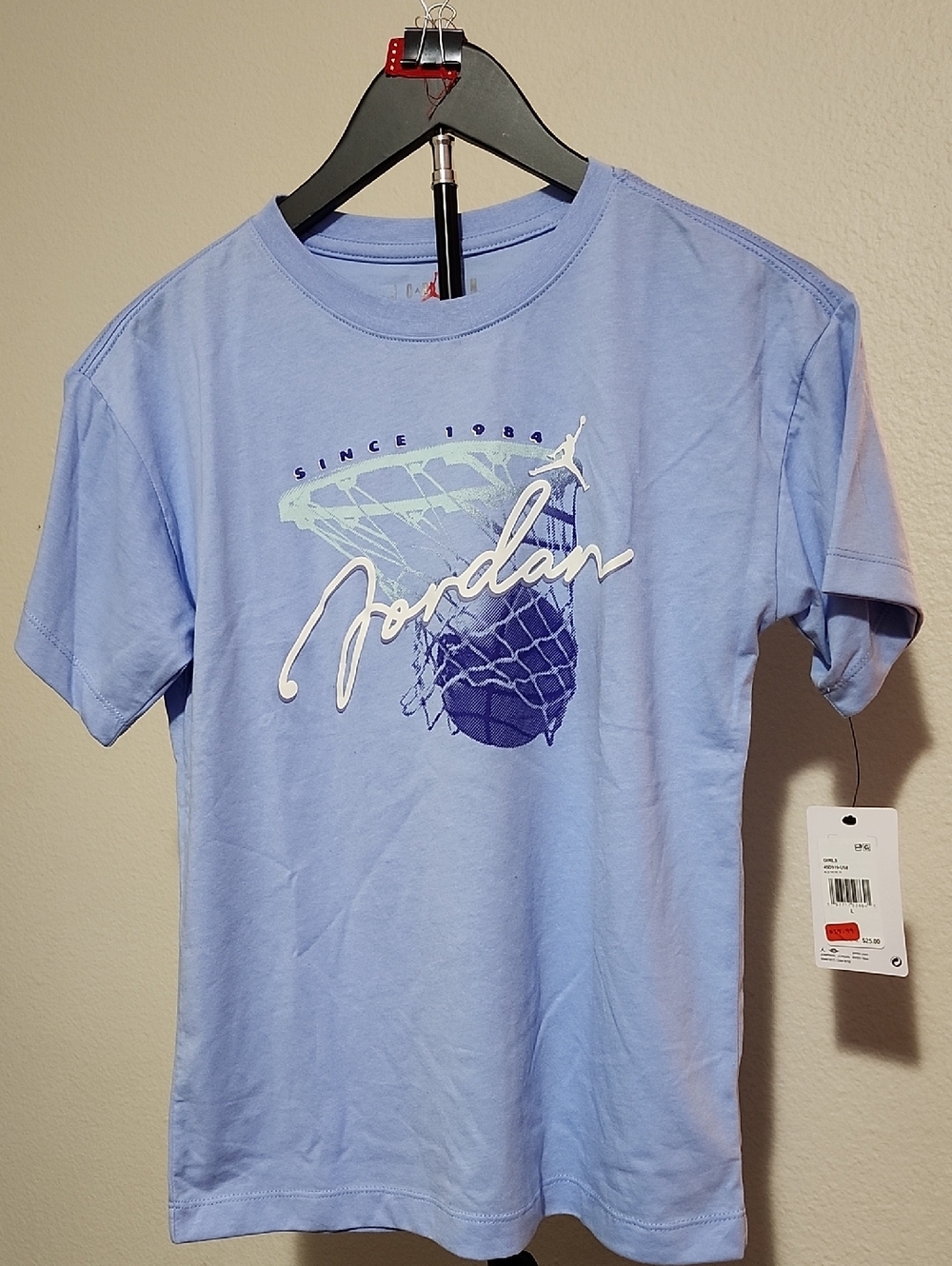 Jordan Girls Graphic Tee – Size Large (NWT) | Aluminum Blue